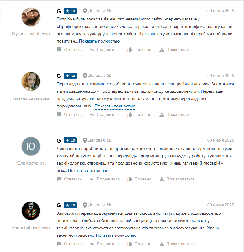 Бюро перекладів Профпереклад відгук